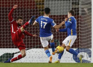Brighton shock Liverpool 1-0 to dent champions’ Premier League title hopes