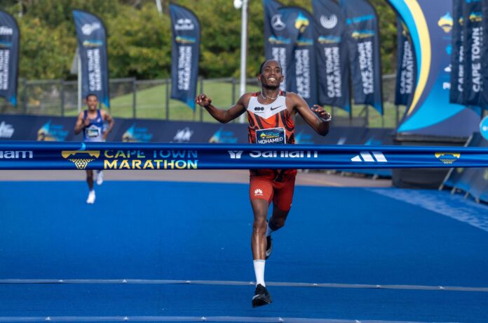 Mohamed Esa wins the 2026 Sanlam Cape Town Marathon. Photo - Fahwaaz Cornelius-