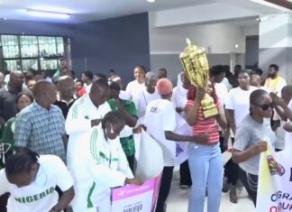 Nigeria books a seat at 2028 Olympic Games Nigeria women's beach volleyball team celebrations. Photo: Courtesy