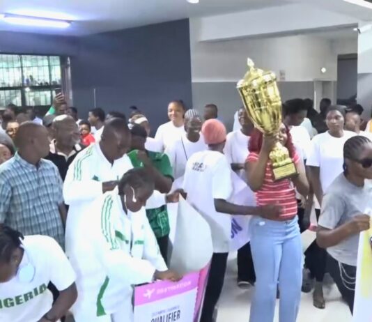Nigeria books a seat at 2028 Olympic Games Nigeria women's beach volleyball team celebrations. Photo: Courtesy