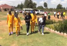 Eliud Kipchoge champions refugee athletes chasing glory in youth Olympics Legendary Kenyan marathoner Eliud Kipchoge (in black) takes a walk with refuge athletes in Kaptagat, Kenya. Photo: Courtesy