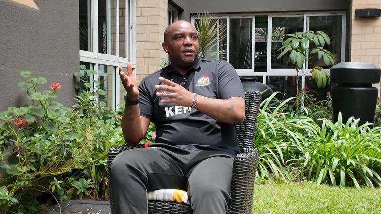 Harambee Stars coach Benni McCarthy during a recent press address. Photo: courtesy