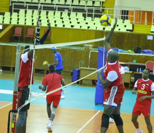 Kenya eyes continental pride in volleyball tournament Kenya men's volleyball team players in training. Photo courtesy: KVF