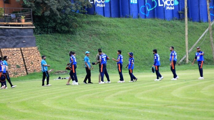 Kutchi_Tigers_vs_Kifaru_CC_greet_each_other Kutchi Tigers and Kifaru Cricket Club players in a pre-math handshake. Photo courtesy Cricket Uganda