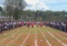 Omanyala launches sprint clubs to nurture talent in high schools Sprinters in action witnessed by Ferdinand Omanyala. Photo courtesy: IMG Kenya Limited